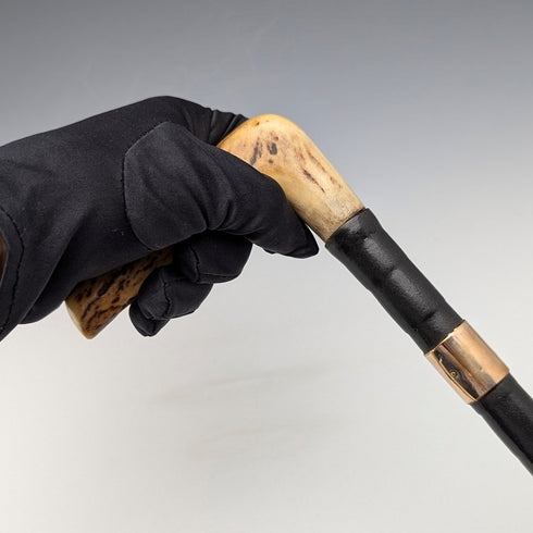 Antique British Gentleman's Antler L-Handle Walking Stick 86cm